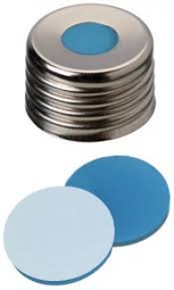 Magnetic Screw Cap 9 mm blue septum, silicone white/PTFE red 100/pack